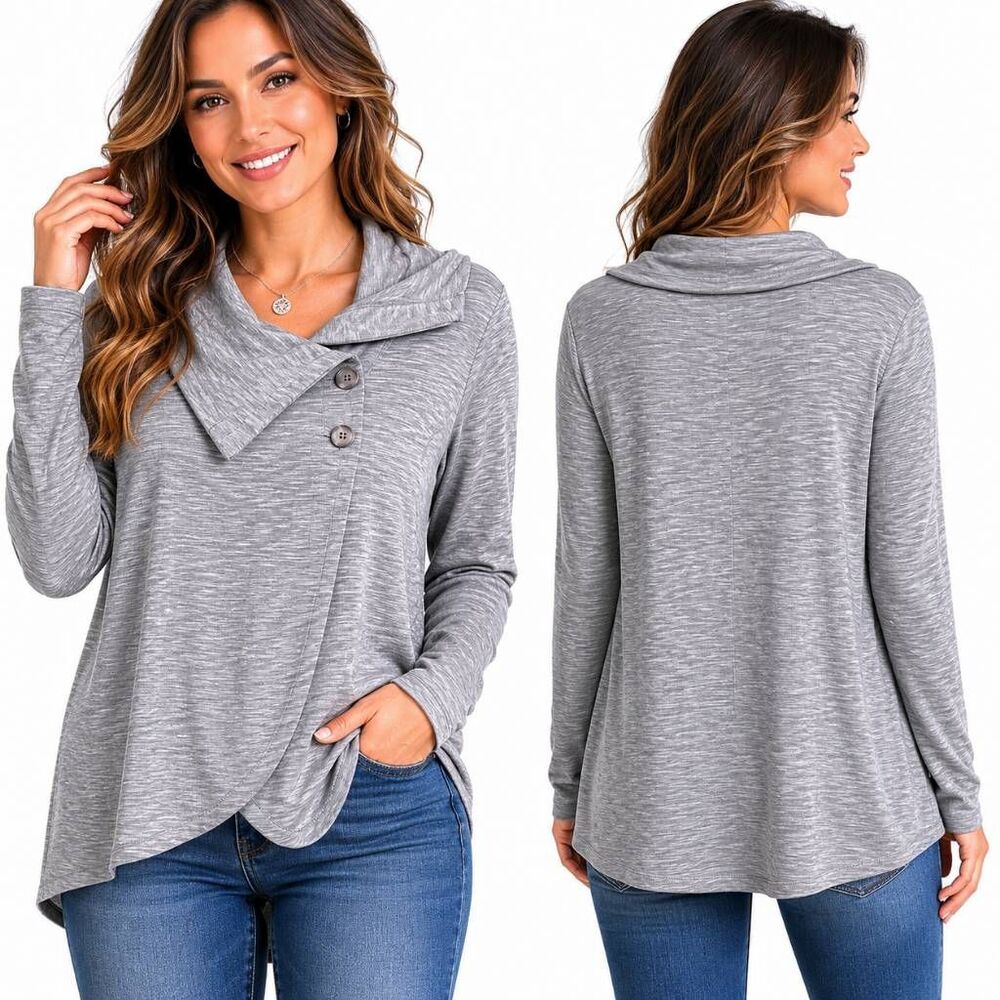 Maurices L Gray Asymmetrical Button Cardigan